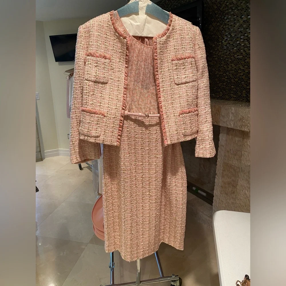 Pink/coral dress jacket set for spring - Picture 1 of 4